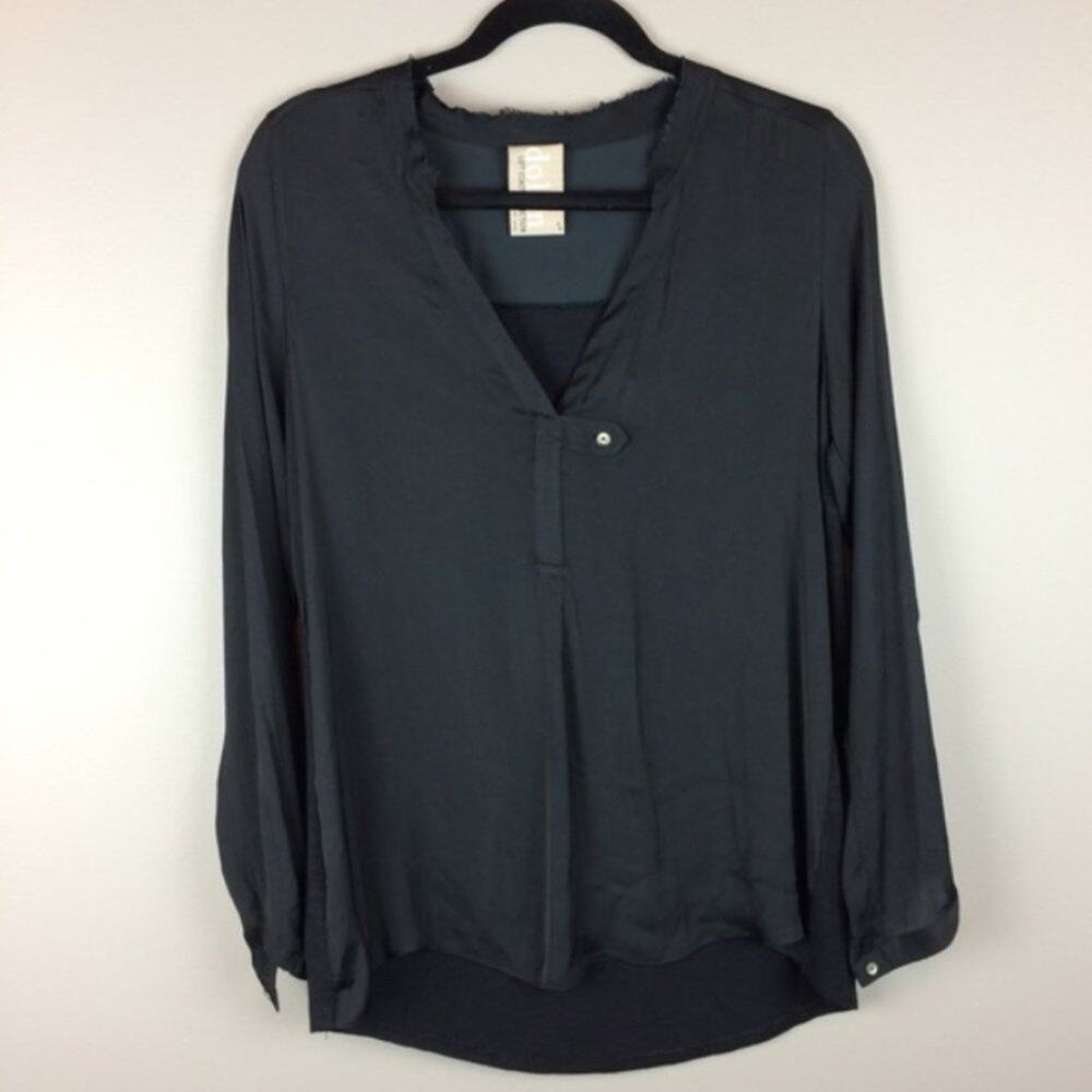 Anthropologie Dolan Left Coast Black Top Minimalist Capsule Long Sleeve Blouse